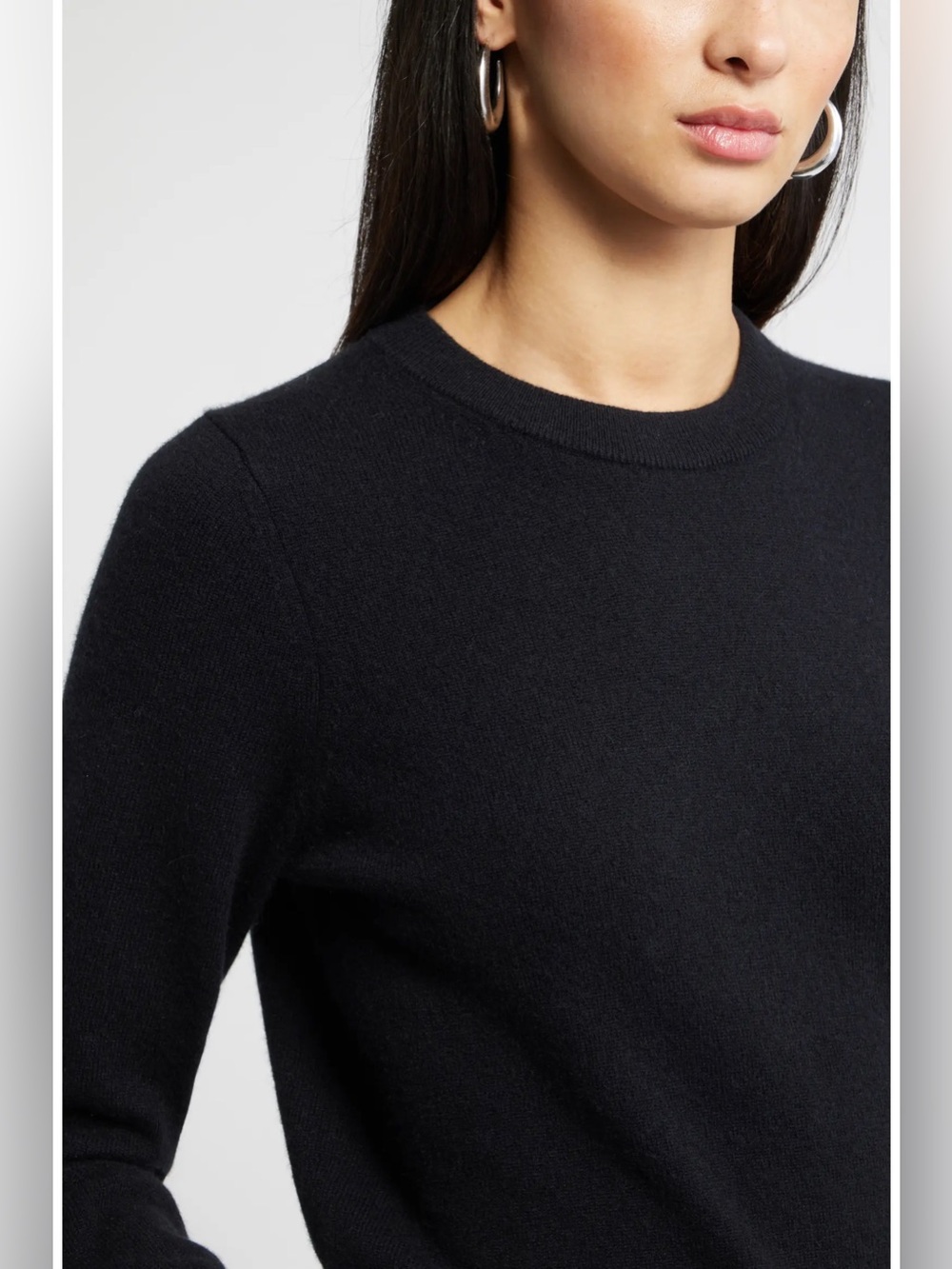 NWOT- Nordstrom Cashmere Crewneck Sweater, Black, size XL - Picture 3 of 12